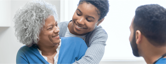 mother and daughter smiling together